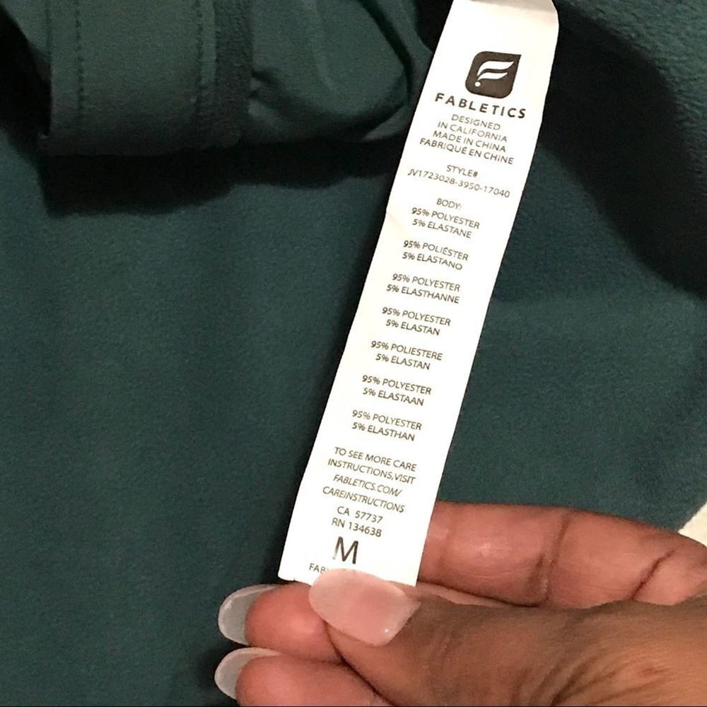 Fabletics Hardshell Jacket Size M Green Hooded At… - image 6